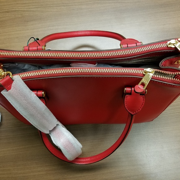 3X HOST PICK Ralph Lauren "Winifred" Red and Gold Leather Bag. - Picture 5 of 8